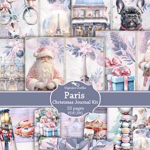 Christmas in Paris Junk Journal Kit: Holiday Ephemera (Digital Download) image 1