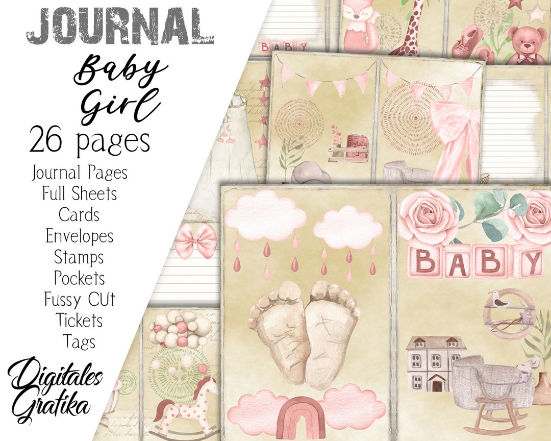 BABY GIRL JOURNAL Kit Boho Baby Journal Pink Baby Journal Etsy