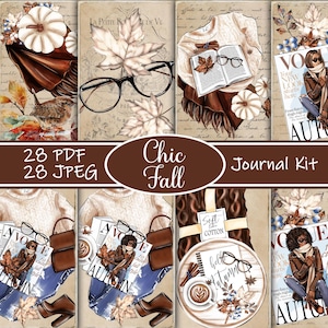 Chic Fall Junk Journal Kit – Printable Autumn Ephemera, Cozy Vintage Scrapbook Pages, Digital Fall Craft Paper, Autumn Journal Kit