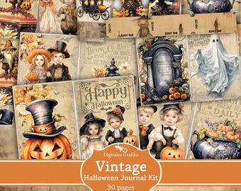 ハロウィン ワードローブ ジャンクジャーナル キット: 印刷可能な