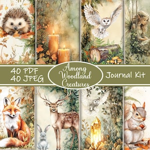 Woodland Creatures Junk Journal Kit: Cottagecore Wald Ephemera (Digitaler Download)