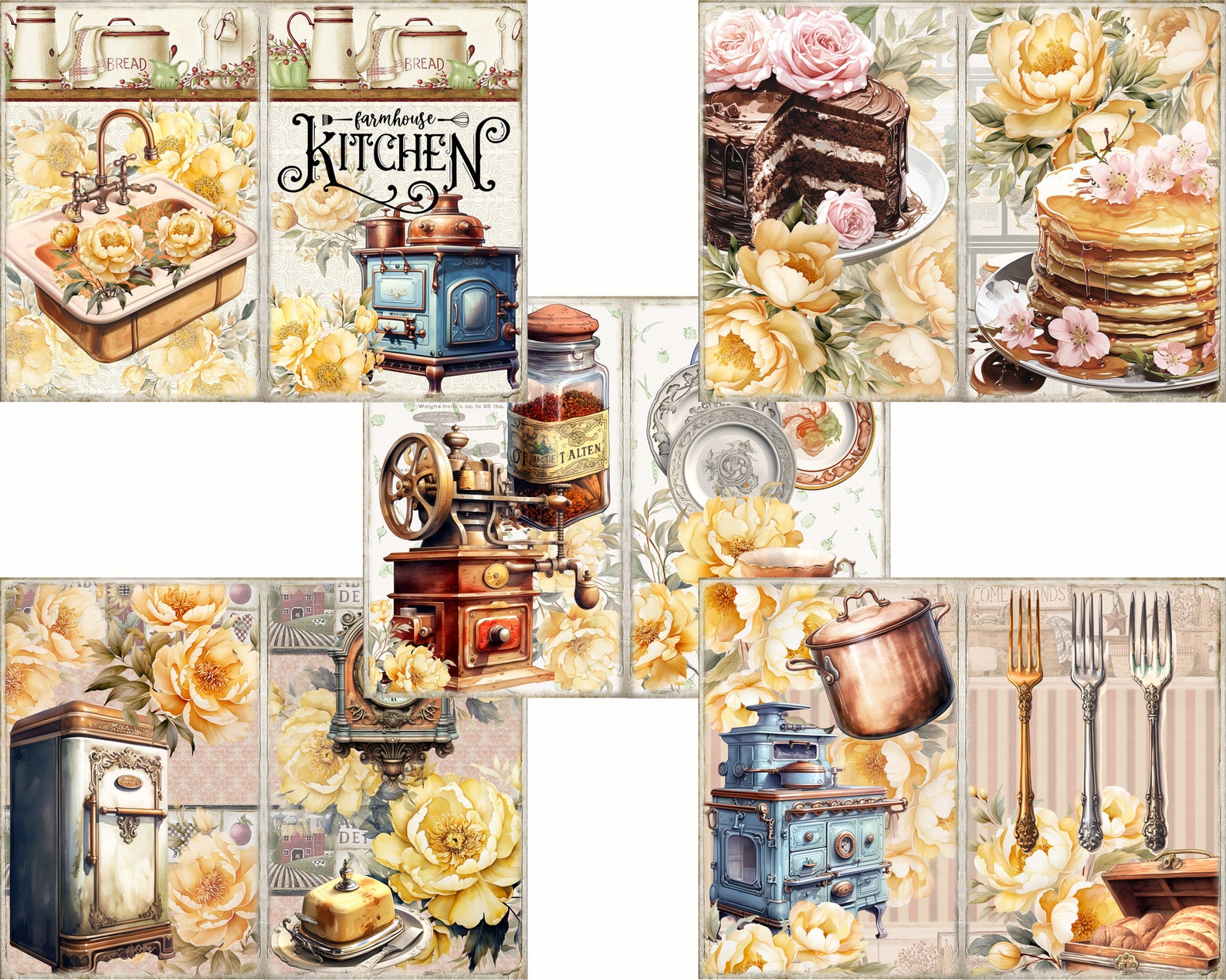 Vintage Kitchen Junk Journal Kit Printable, Retro Cooking Ephemera ...