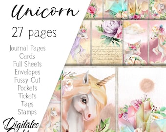 ユニコーン ジャーナル キット | 神話ジャーナル | ページ | 封筒 | 紙 | ダウンロード | 印刷可能 | ユニコーン | 馬