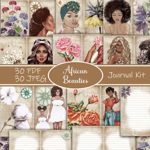 African Beauties Junk Journal Kit, Printable Black Women Ephemera, African Art Journal Pages, Digital Junk Journal Paper Kit