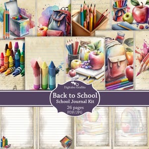 Vintage School Ephemera: Back to School Junk Journal Kit (PDF/JPEG)