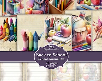 Vintage School Ephemera: Back to School Junk Journal Kit (PDF/JPEG)