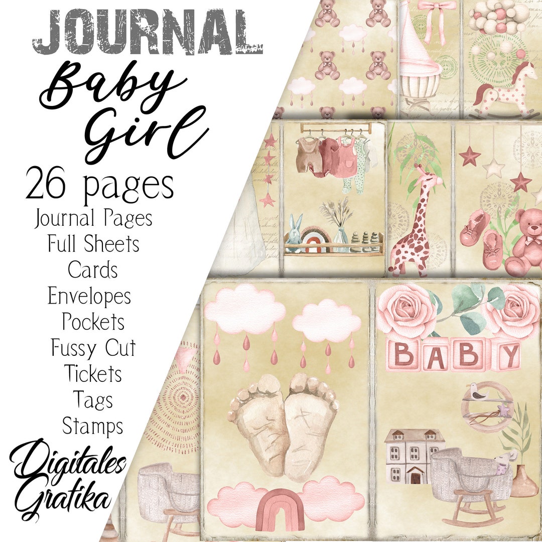 BABY GIRL JOURNAL Kit Boho Baby Journal Pink Baby Journal Etsy