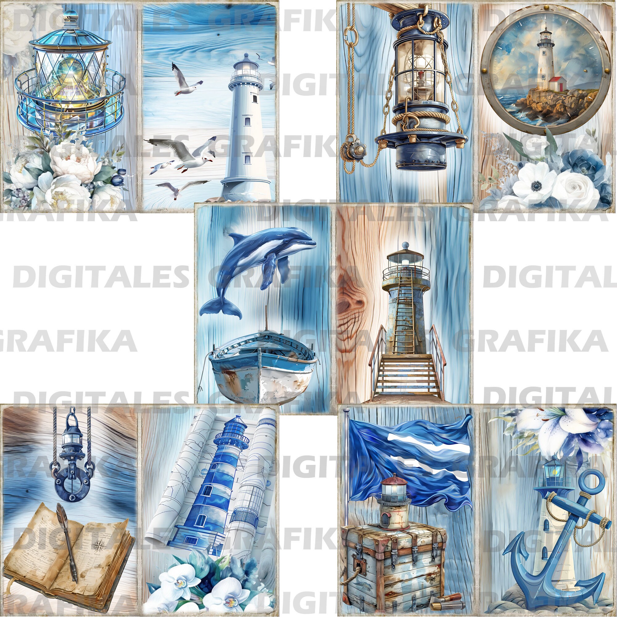 Lighthouse Junk Journal Kit: Coastal Ephemera, Printable Pages (digital ...