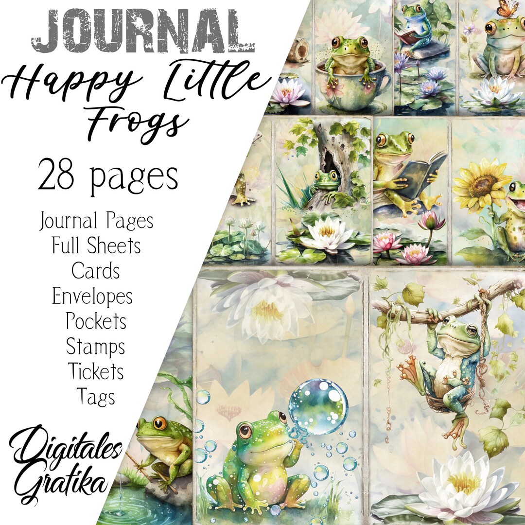 HAPPY LITTLE FROGS Journal Kit Cute Frogs Junk Journal Etsy
