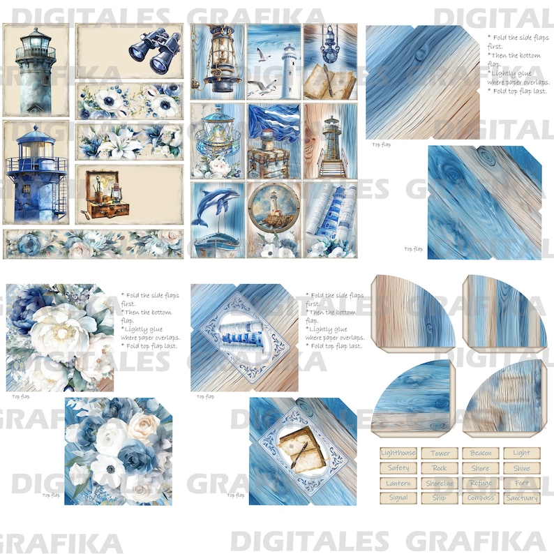 Lighthouse Junk Journal Kit: Coastal Ephemera, Printable Pages (digital ...