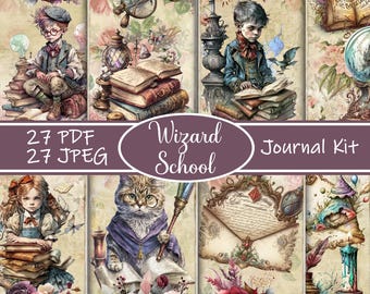 Wizard School Junk Journal Kit Printable, Magical Ephemera, Fantasy Spell & Potion Pages, Digital Download