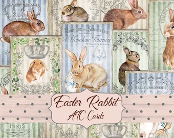 Easter Rabbit ATC Cards: Vintage Journal Ephemera (Digital Download)