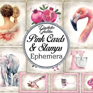 Pink Junk Journal Elements Pack, Shabby, Pink, Insert, Supplies, Digital Kit, Download, Junk Journal Kit, Printable, Journal Embellishments