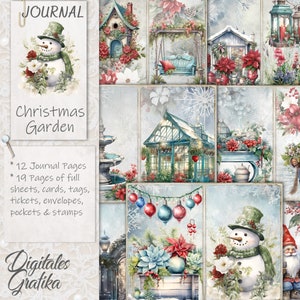 Kit de JORNAL DE JARDIM DE NATAL, diário festivo, páginas de diário, folha completa, flores, para impressão, papel de Natal, diário digital