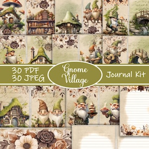 Kit diario di scarto del villaggio degli gnomi, diario di scarto degli gnomi, pagine del diario, foglio intero, fiori, stampabile, carte degli gnomi, gnomi stampabili