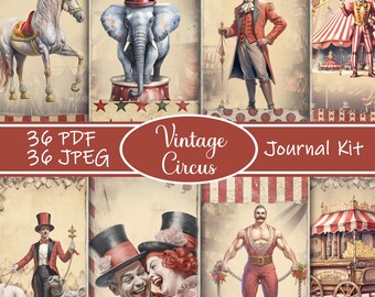 Kit de diario basura de circo vintage: Efímeras de carnaval imprimibles (PDF y JPEG)
