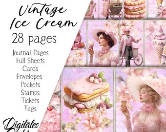 Vintage Ice Cream Journal Kit: Printable Ephemera Pages (Digital Download)