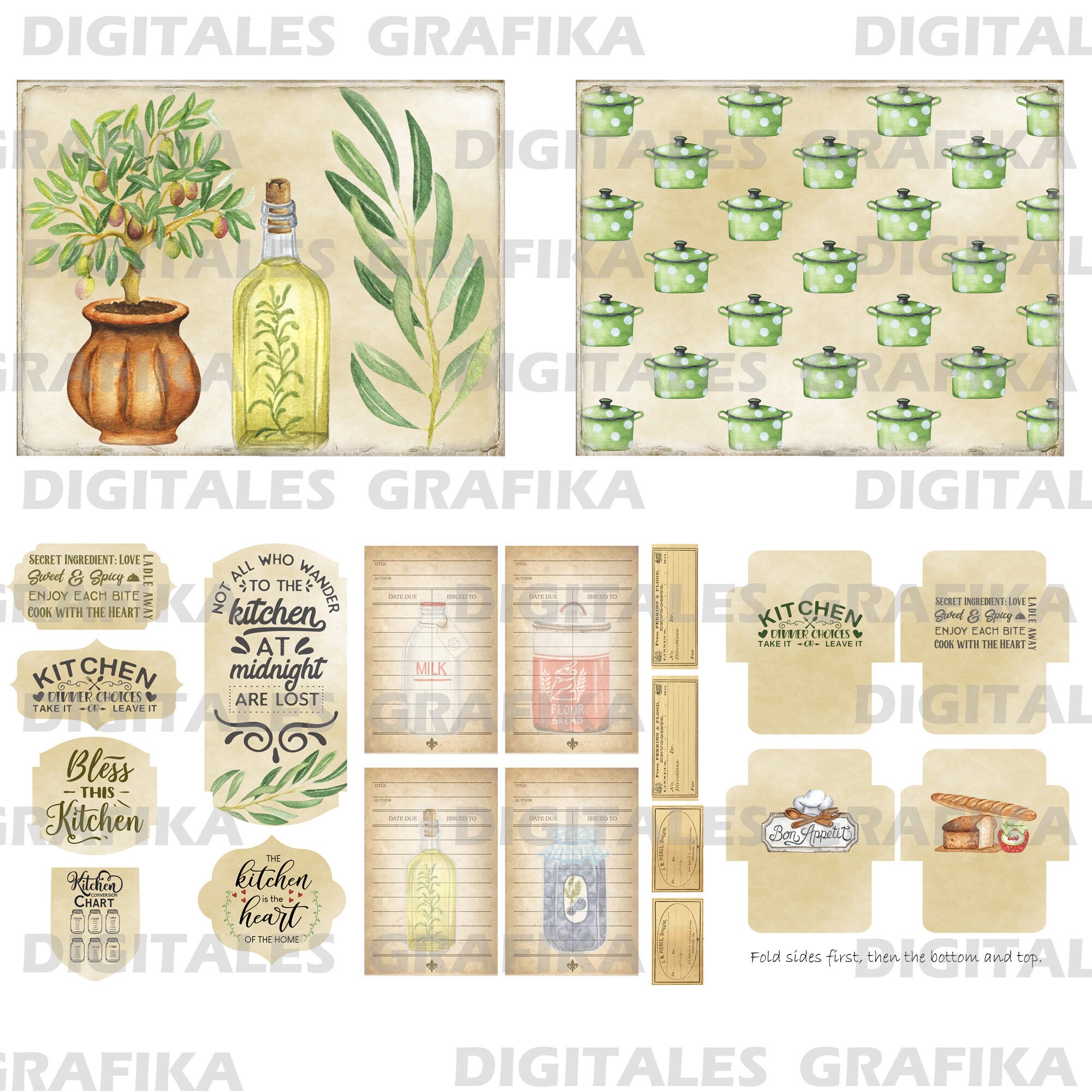My Kitchen Junk Journal Kit Printable, Vintage Cooking Ephemera, Recipe ...