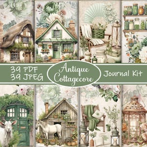 Kit de diario basura estilo Cottagecore antiguo: efímeras vintage imprimibles, páginas florales rústicas, papel shabby chic para scrapbooking, estilo Cottagecore