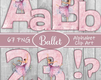 Ballet Alphabet Clip Art: Ballerina A-Z, 1-9 PNG (digital Download ...