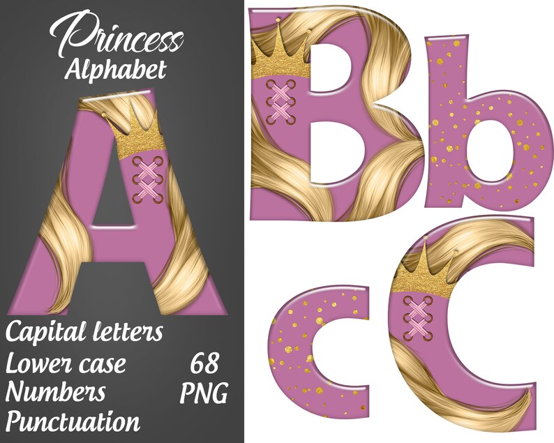 Purple Princess Alphabet Clip Art Instant Download Printable Etsy