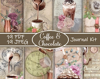 Coffee & Chocolate Junk Journal Kit: Vintage Ephemera (Digital Download)