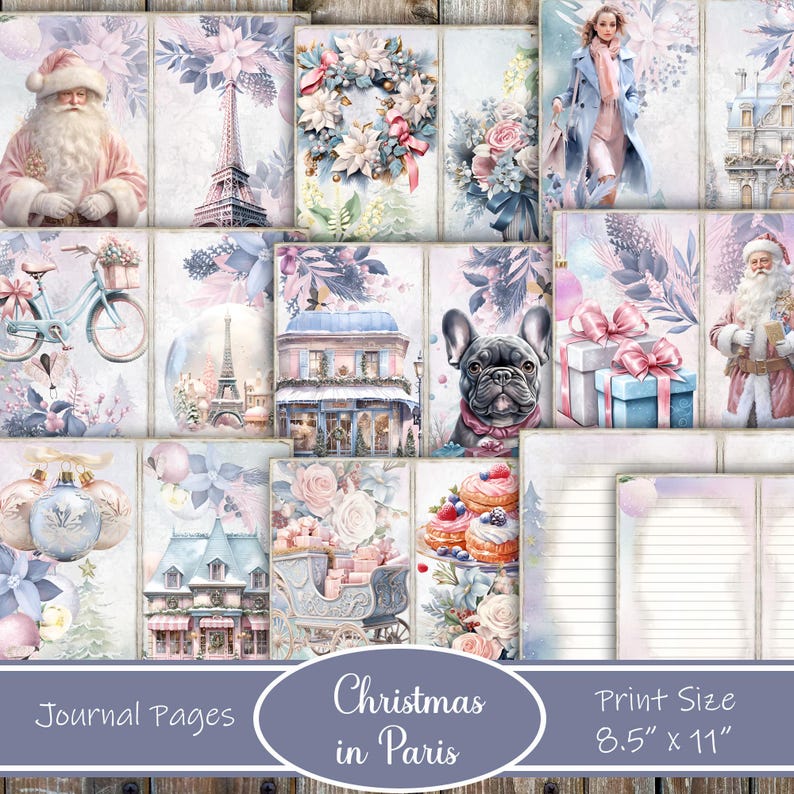 Christmas in Paris Junk Journal Kit: Holiday Ephemera (Digital Download) image 2