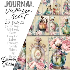 VICTORIAN SCENT JOURNAL Kit, Antique Perfume Pages, Envelopes, Flowers, Digital, Download, Printable, Perfume Printable