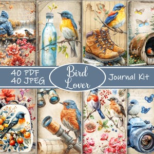Kit diario spazzatura per amanti degli uccelli, diario spazzatura sulla natura, album di ritagli per hobby, bellissimi uccelli, album di ritagli per uccelli, diario stampabile, diario sulla natura