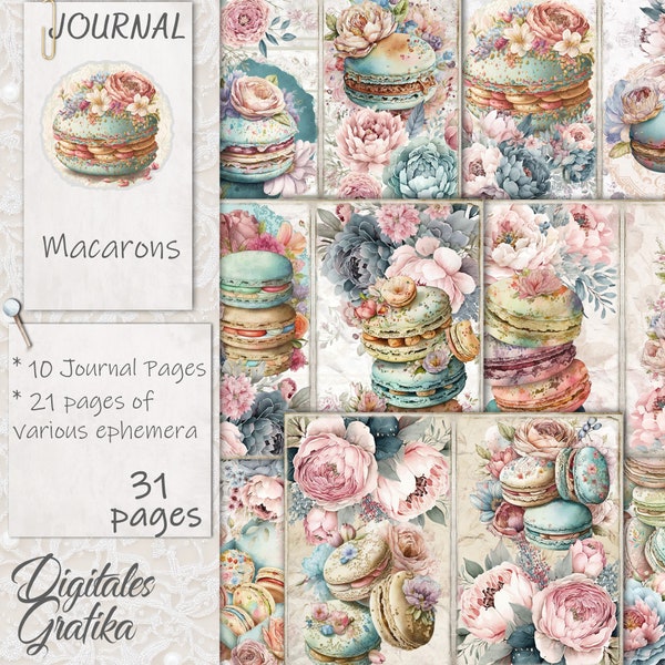 MACARON JOURNAL KIT, Bäckereitagebuch, Kekse, Blumen, Backtagebuch, Geschenk für Bäcker