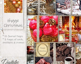 Hygge Christmas Junk Journal Kit Printable, Cozy Holiday Ephemera, Warm Winter Pages, Digital Download