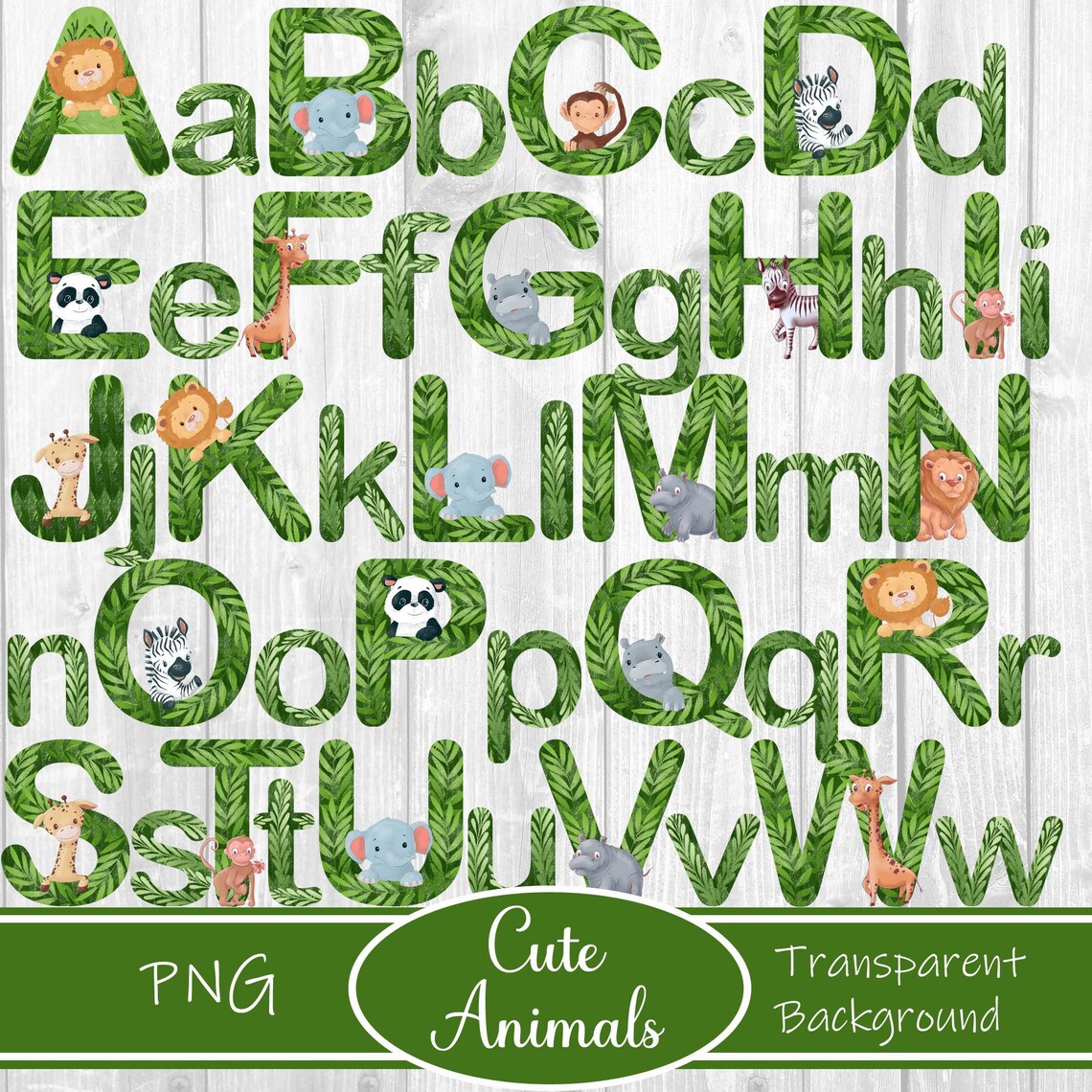 Cute Animals Alphabet Clip Art, Instant Download, Printable Alphabet ...
