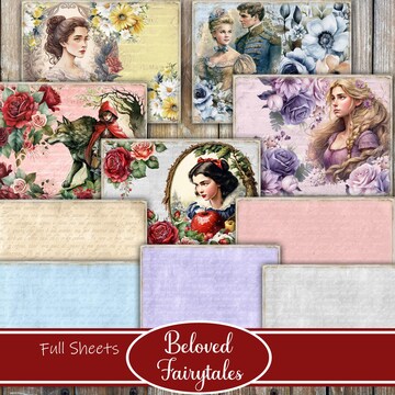 Beloved Fairytales Junk Journal Kit – Printable Princess Ephemera, Fairy Tale Scrapbook Pages, Vintage Storybook Digital Paper