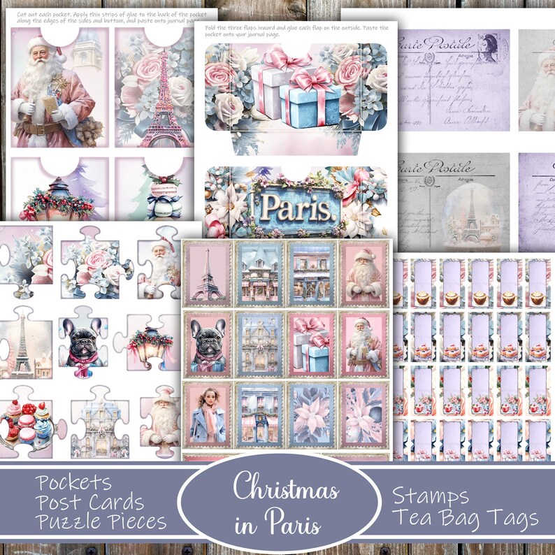 Christmas in Paris Junk Journal Kit: Holiday Ephemera (Digital Download) image 5