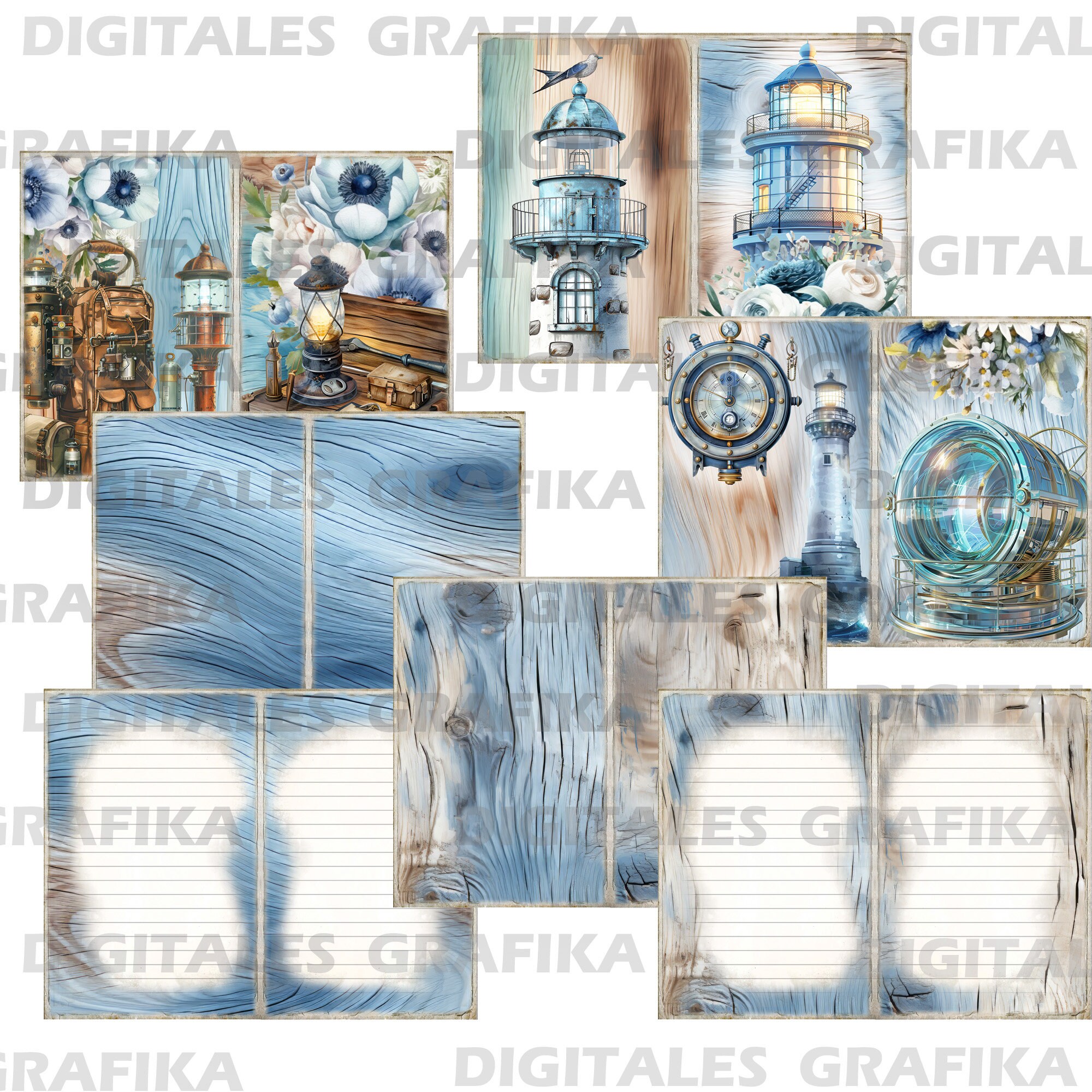 Lighthouse Junk Journal Kit: Coastal Ephemera, Printable Pages (digital ...
