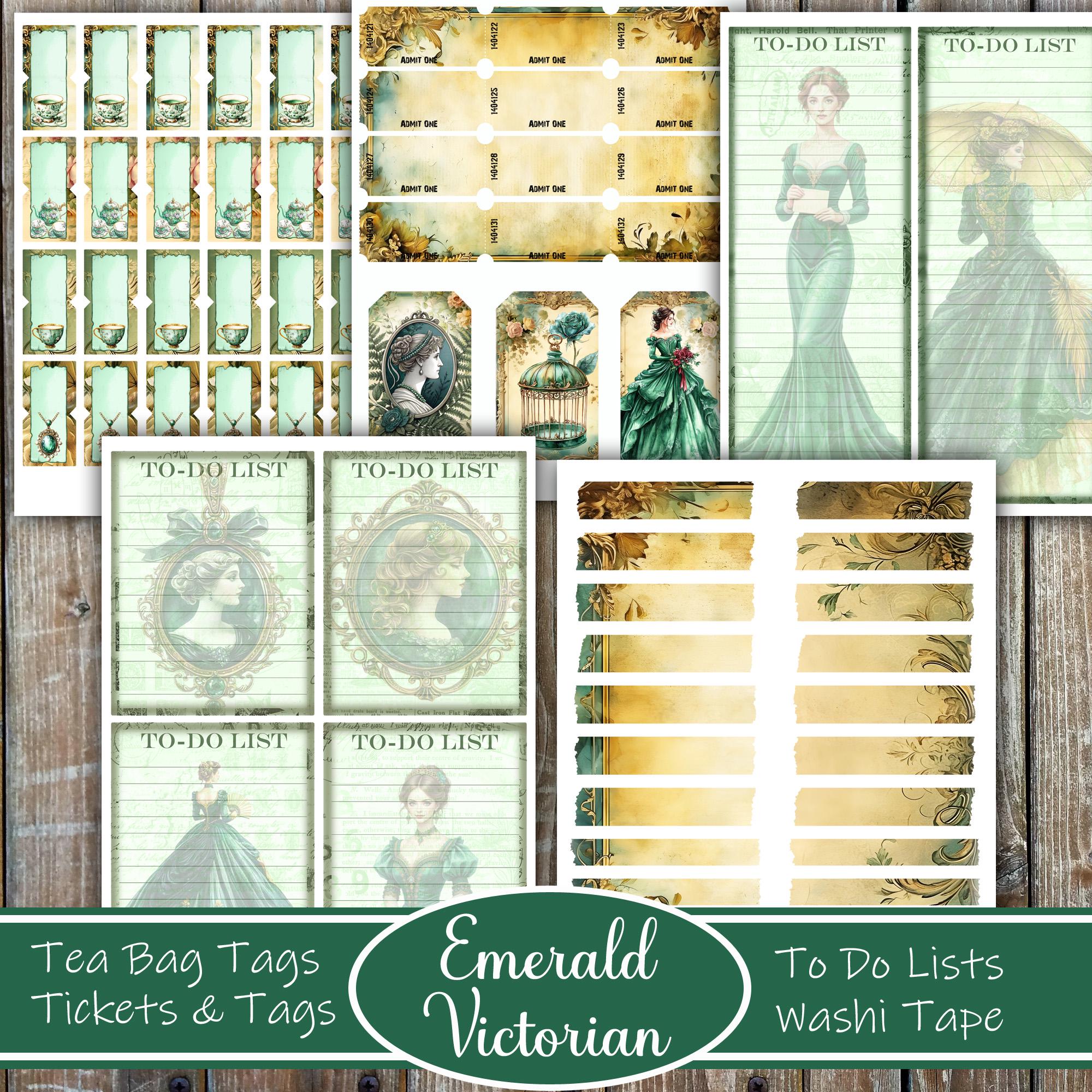Emerald Victorian Junk Journal Kit: Printable Ephemera, Scrapbook Pages ...