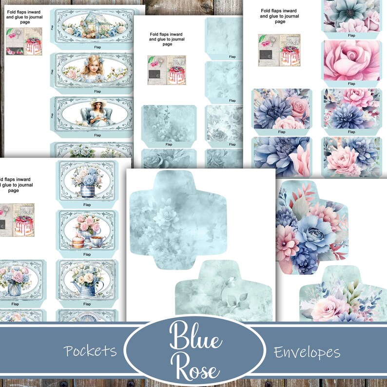 Blue Rose Junk Journal Kit: Vintage Floral Ephemera (digital Download ...