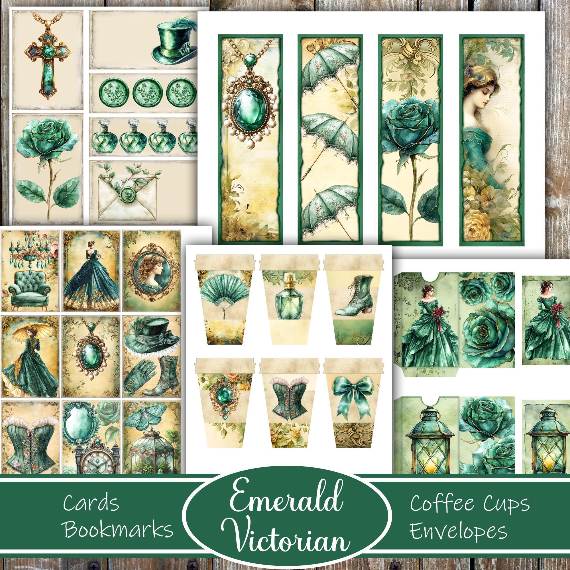 Emerald Victorian Junk Journal Kit: Printable Ephemera, Scrapbook Pages ...