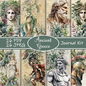 Ancient Greece Junk Journal Kit, Greek Mythology Printable Ephemera, Gods, Ruins & History Pages, Vintage Digital Download, Scrapbook