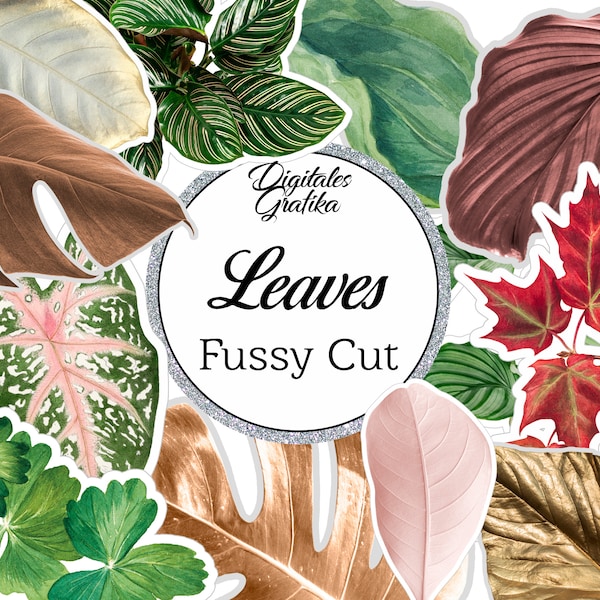 Printable Leaves Fussy Cut Images, Digital Leaves Scrapbook, Plant Fussy Cut, Leaves Images, Plants, Scrapbook Images, Cut Files