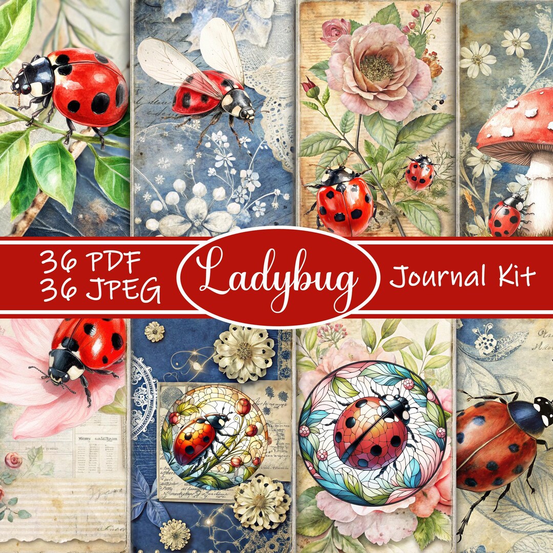 Ladybug Junk Journal Kit: Vintage Garden Ephemera (digital Download ...
