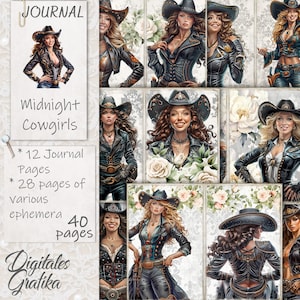 Kit de JOURNAL DES COWGIRLS DE MINUIT, Journal des cochonneries pour cow-girl, Pages de journal, fleurs, Imprimable, Album de coupures western