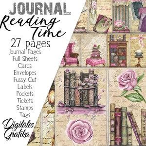 READING TIME JOURNAL Kit, Library Journal, Books Journal, Bookworm, Reading Papers, Book Pages, Printable