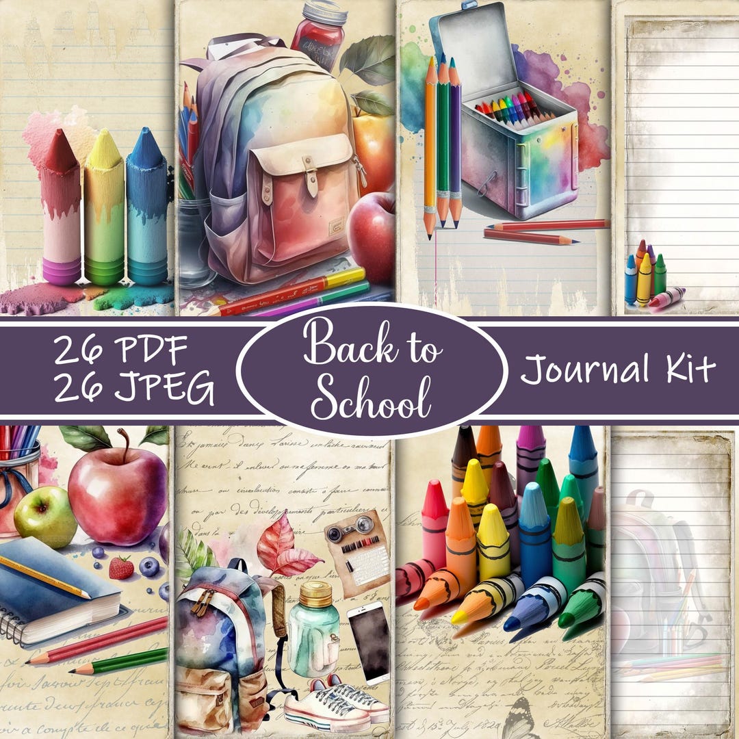 Back to School Junk Journal Kit: Vintage Classroom Ephemera (PDF/JPEG ...