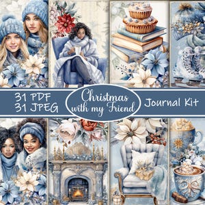 Kit de Diário de Natal com Minha Amiga - Artigos Efêmeros de Natal, Arte para Melhores Amigas, Download Digital, Scrapbooking, Páginas de Diário para Imprimir