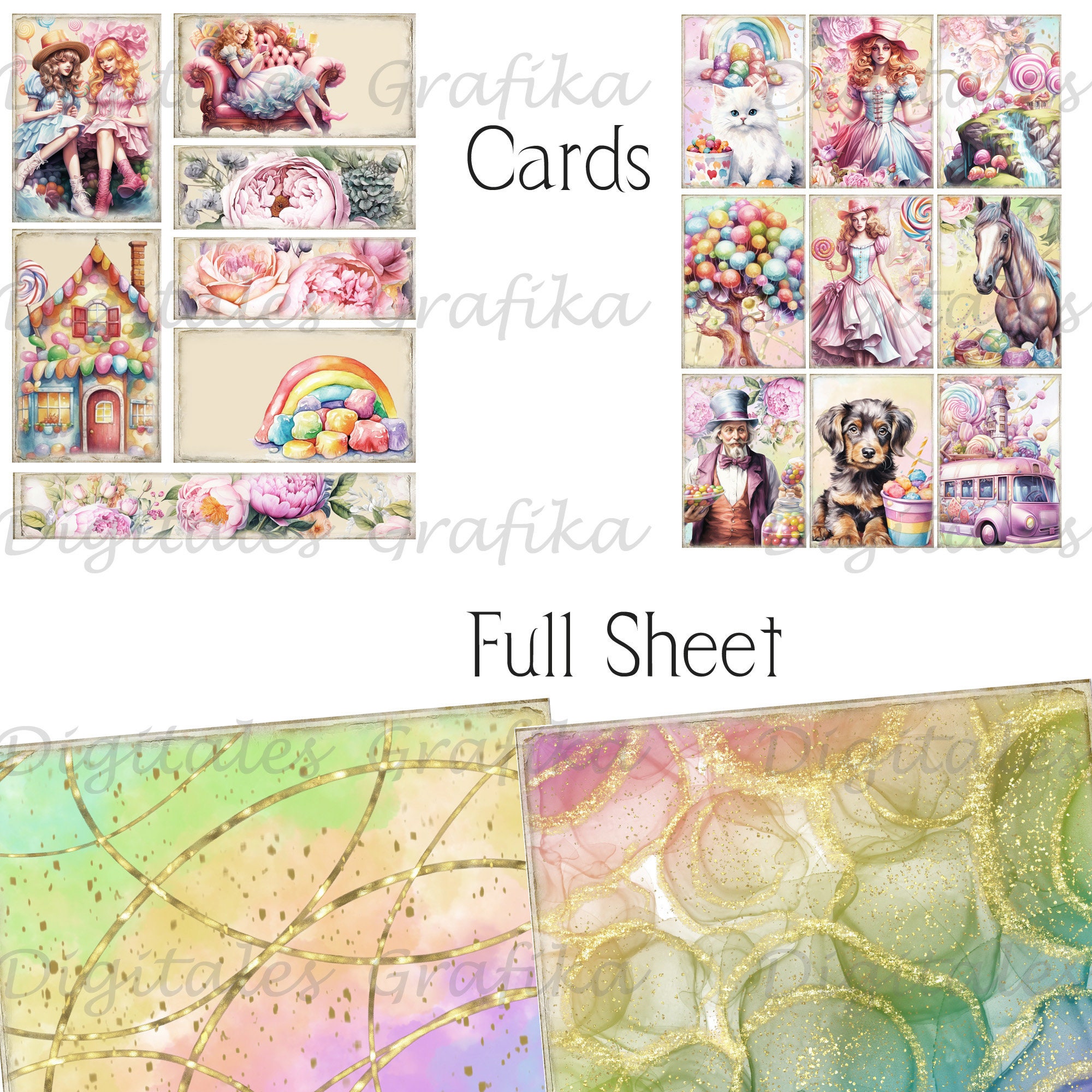 Candy Land Junk Journal Kit Printable, Sweet Treats Ephemera, Colorful ...