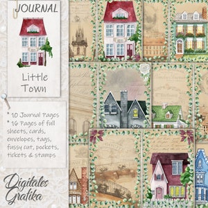 LITTLE TOWN JOURNAL Kit | Home Journal | Pages | Envelopes | Paper | Download | Printable | Village Journal | Houses Journal