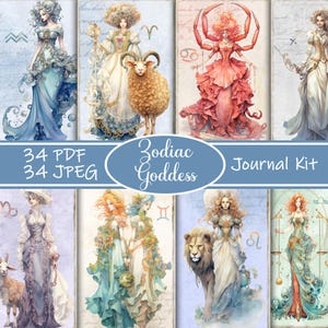Junk Journal Kit, Astrologie Printable Ephemera, Göttlich Weibliche Seiten, Horoskop Scrapbook Kit, Sternzeichen Journal