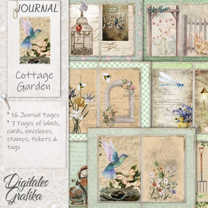 Cottage Garden Journal Kit: Printable Pages, Labels (Digital Download)