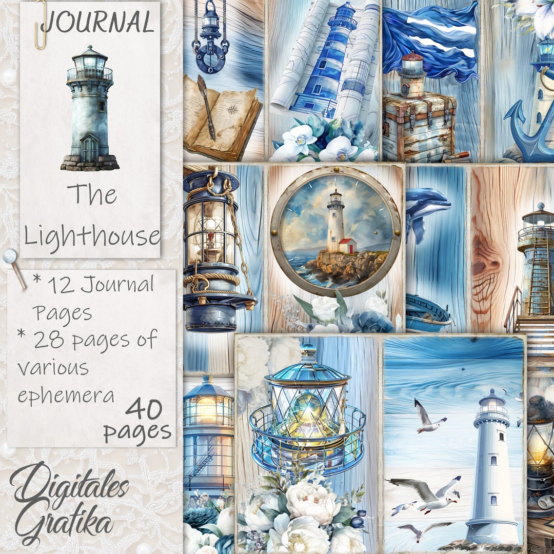 Lighthouse Junk Journal Kit: Coastal Ephemera, Printable Pages (digital ...